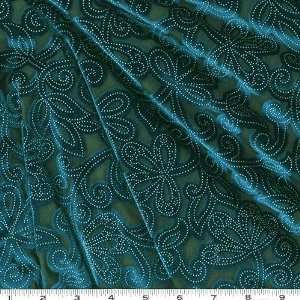  60 Wide Velvet Burnout Persia Teal Blue Fabric By The 