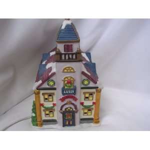 Christmas Village 8 Lighted Porcelain Collectible ; Library