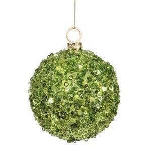  3 Lime Jewel Ball Ornament W/String
