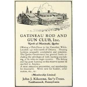  1929 Ad Gatineau Rod & Gun Club Maniwaki Quebec Canada Club 