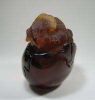 Cognac Baby Triceratops Mexican Amber Carving Chiapas  