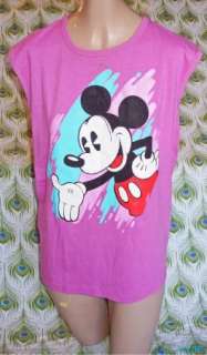   Mouse Vintage 80s T Shirt Sleeveless Neon Paint Disney Disneyland