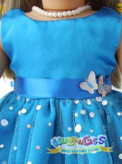 handmade sky blue party dress fits 18 American girl  
