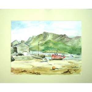  C1980 M Smart Water Colour Beach Fishing Boats Hills: Home 