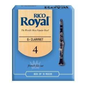 Rico Royal Bb Clarinet Reeds, Strength 4.0, 10 pack 