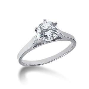 Round Diamond Classic Solitaire 6 Prong Set Palladium Engagement Ring 