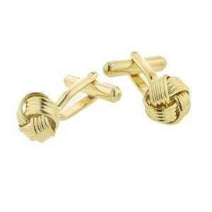 Classically styled yellow gold plated knot cufflinks with presentation 