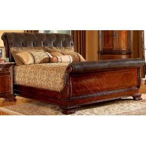  Old World Cal. King Leather Sleigh Bed: Home & Kitchen