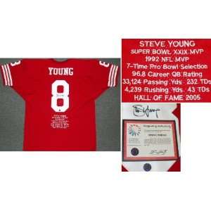  Steve Young Signed 49ers t/b Stat Jersey: Sports 