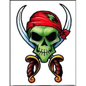  Green Pirate Skull Temporaray Tattoo Toys & Games