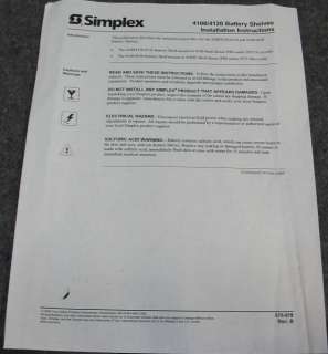 Simplex 4100 Signal System Unit Battery Shelf w/ Mounts  