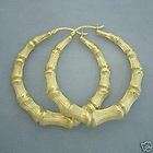 14k gold round door knocker bamboo earrings 2 1 4