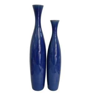   19 and 22 Tall Vase in Cobalt Blue Glaze (Set of 2): Home & Kitchen