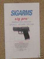Sigarms Sig Pro Pistol User Manual & Illstrd Part List  