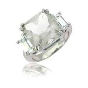    Sterling Silver Princess Simulated Diamond CZ Ring: Jewelry