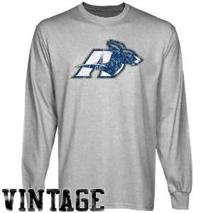  NCAA Akron Zips Ash Distressed Logo Vintage Long Sleeve T 