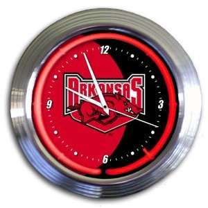  Arkansas Razorbacks College 14 Chrome Neon Clock (NEW 