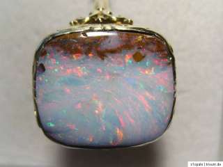 14 K Art Nouveau Ring with Boulder Matrix Opal, 6.31 c   VIDEO  