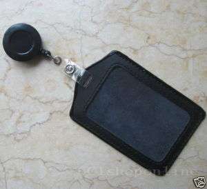 BLA leather ID Card Holder Reels Retractable Badge Clip  