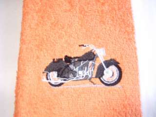 Embroidered Motorcycle on Hand Towels  