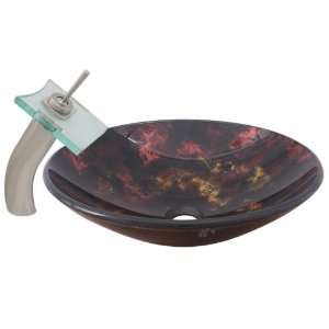 Geyser Colored Smoke Bathroom Glass Vessel Sink and Brushed Nickel 