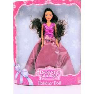    Enchanted Glamour Holiday Doll   Purple Dress: Toys & Games