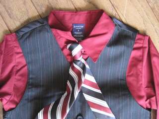Boys Black Red Suit 4 pc Shirt Pants Tie Size 5 6 Arrow  