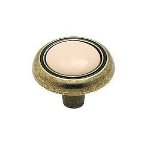 Royal family burnished brass w/ almond ceramic knob 1 1/4