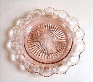 Hocking Glass Pink Old Colony Lace Edge Lunch Plates Set of 4  