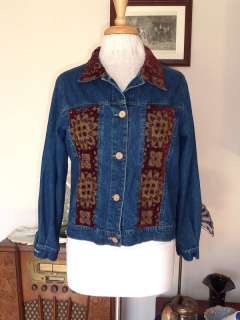 COLDWATER CREEK TAPESTRY INSET JEAN JACKET SZ MP  