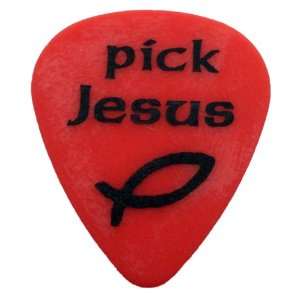  3 Premium Delrin Pick Jesus Guitar Picks   .50 mm   Red 