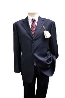 GIORGIO NAVY SHARKSKIN WOOL CASHMERE BUSINESS SUIT 36 54  