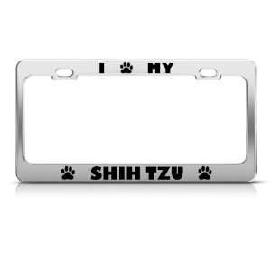  Shih Tzu Dog Dogs Chrome Metal license plate frame Tag 
