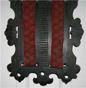 Antique Victorian Carved Walnut Wall Plaque 1886 Needlepoint Letter 