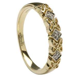 14K YELLOW CELTIC DIAMOND RING IRISH MADE by SHANORE size 6  