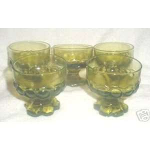  Set of 5 Green Glass Franciscan Madeira Sherbets 