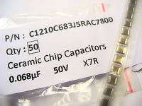 50 pcs Ceramic Capacitors KEMET 0.068uF 50V X7R 5% 1210  