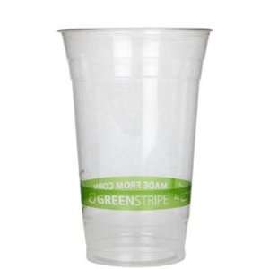  20 oz Compostable Cold Cup in Green Stripe Design, 1000 