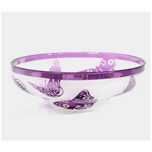  Correia Designer Art Glass, Bowl Lilac Butterflies