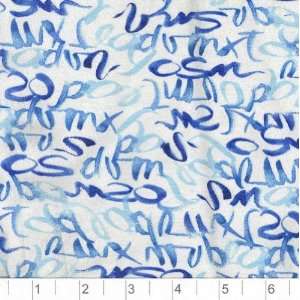 54 Wide Cotton/Rayon Spandex Jersey Knit Scribbles Blue/White Fabric 