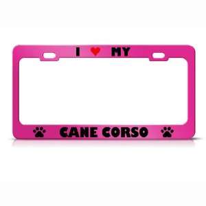 Cane Corso Paw Love Heart Pet Dog Metal license plate frame Tag Holder