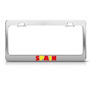  Spain Flag Country license plate frame Stainless Metal Tag 