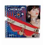 Choker, necklace convict cutie w/chain, heart lock, key  