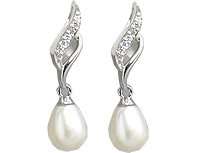   Bridal Style Post Earrings with Pearls and CZ Diamonds   Gems Couture