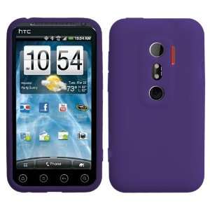  Solid Dark Purple Silicone Skin Gel Cover Case For HTC EVO 