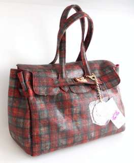 SECRET PON PON borsa bag scacco scozzese rossa handbag  