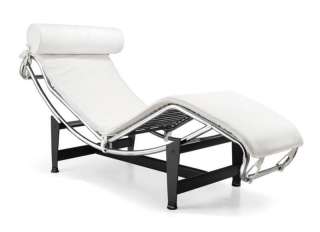 Le Corbusier Chaise LC4 Lounge Chair White Leather NEW  