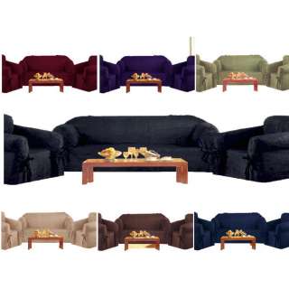   Suede New Sofa + Loveseat + Chair Slip Cover Couch 7 Colors  