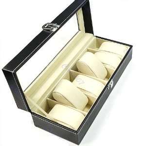   Display Box Watch Case Leather Box Black Square: Kitchen & Dining