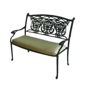   Seater Bench with Seat Cushion, Cast Aluminum Patio, Lawn & Garden
